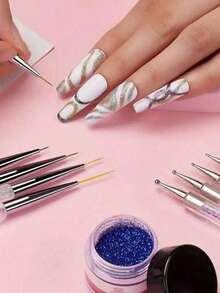 5pcs Double-Ended Nail Art Liner Brushes, Nail Detailing Tools, Nail Art Supplies, Back To School Nail Art Tools, Suitable For Nail Stickers - Pen - View 4