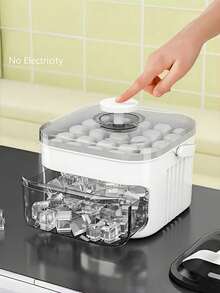 1pc 50-Slot High Capacity Push-Button Ice Cube Tray, Quick Ice Making For Household Summer Beverages, Made Of Premium PP Material, Essential Home Accessory For Summer - Multicolor - View 2
