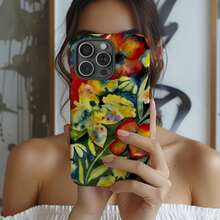 Una elegante funda para teléfono que no incluye cordón ni soporte Shockproof Flower Elements Fashion Matisse Floral Art Orange Flower Pattern Phone Compatible With 17 16 15 14 13 12 11 Pro Spring - Multicolor 2 - Ver 5
