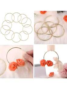 50pcs/Set Wedding Metal Floral Wreaths, Suitable As Wedding And Reception Guest Favors, Woven Rings, Dreamcatcher Rings, DIY Dreamcatcher Craft Materials, Also Suitable For Party Decoration - A - View 11