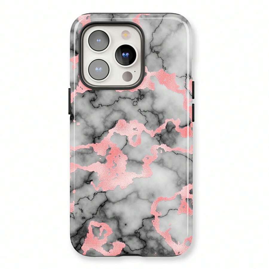 Marble Texture Fashion Phone Case - Compatible With IPhone 7/16/15/14/13/12/11 - Red and White - View 1