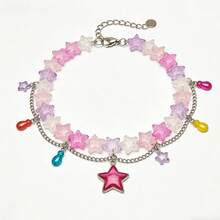 222 Pink-Purple Three-Dimensional Star Beads With A Plump Shape And Delicate Crackle Glaze Texture. Ideal For DIY Bracelets, Necklaces, Earrings, And More. Easy To Use, Perfect For Craft Lovers To Create Jewelry In A Variety Of Styles. - 粉色 - 查看 1