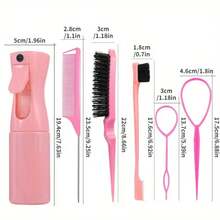 Hair Styling Combs Set ,Topsy Hair Tail Tools Styles Of Rat Tail Comb,Bristle Teasing Slick Back Hair Brush,1pc Edge Control Brush,Eyebrow Brush,For Woman Wet Dry Curly Hair - View 3