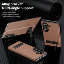 VIETAO Galaxy Z Fold 8 Ultra 7 6 5 4 多角度支架磁吸翻蓋折疊保護殼，高級商務人造皮革全包覆轉軸保護超薄殼 - 棕色 - 查看 3
