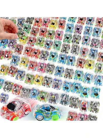10/20/30/50pcs Mini Movable Toy Cars, Transparent Cartoon Colorful Shell Racing Cars, Exclusive Toys For Boys & Girls (Random Color), Back To School Gift