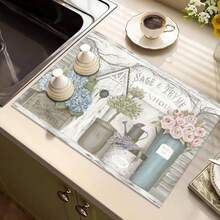 1 Piece Diatomite Fast Drying Mat, Spring Vase Print, Multi-Use Pad For Coffee Bar, Restaurant, Kitchen Counter, Durable Table Mat & Pet Mat - Multicolor - View 4