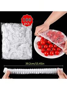 100/50pcs Disposable Food Wrap, One-Time Use Plastic Cling Film For Fridge, Leftover Rice, Fruit, Food Sealing Cover, Odor-Proof, Leak-Proof, Dust-Proof Refrigerator Wrap, Kitchen Accessories, Suitable For Plates Under 7.87 Inches In Diameter - View 8