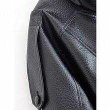 2025 European And American Retro Motorcycle Style Leather Jacket With Stand Up Collar And Jacket - Black - View 5