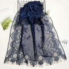 1pc New Lace Hollow Scarf Shawl Dual-Use Muslim Headscarf With Vintage Lace Tassel Design, Versatile Shawl For Weddings And Banquets - Xám - Xem 11