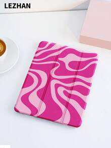 1个粉色波浪纹平板电脑保护套，带笔槽，防震，三折支架，兼容10.2英寸、11英寸（2021/2020/第十代）、（A16）11英寸（第十一代，2025/2025）、第八/第九/第十代、Galaxy Tab A8 10.5英寸（2022）、Matepad 10.4英寸/Tab，支持睡眠/唤醒功能，浪漫个性化礼物 - 彩色 - 查看 4