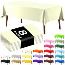 8 piezas Mantel desechable rectangular de unicolor, mantel de plástico PEVA impermeable y resistente al aceite para decoración de mesa de postres y fiestas - Multicolor - Ver 4