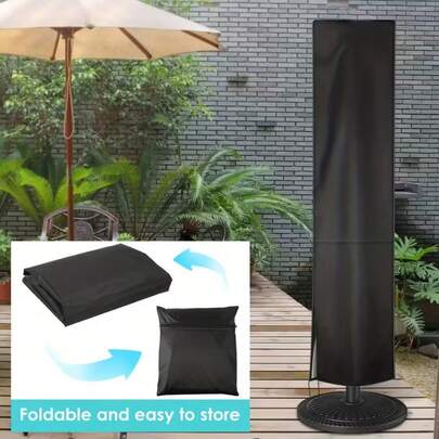 Nathdy Funda impermeable de 210D para sombrilla de patio en color negro, con diseño de cremallera, a prueba de polvo, impermeable y resistente a los rayos UV, adecuada para 6 tamaños de cubiertas de sombrilla para exteriores