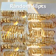 12/24/36/48件套随机时尚女士耳环，款式多样，轻盈舒适，适合日常佩戴、派对、活动，是馈赠佳品。 - 彩色 - 查看 15