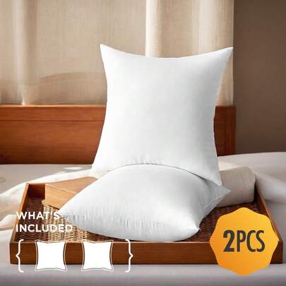 18 Inch White Throw Pillow Inserts Set Of 2 Plush Polyester Filled Pillows Soft Support Cushions For Sofa Bedroom Living Room Home Decor No Covers Included