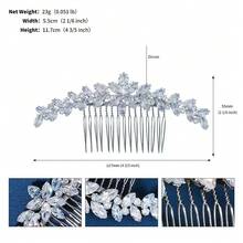 Bridal Hair Comb, Unique Bridal Headpiece, Zirconia Flower Hair Accessory, Versatile High-End Hair Clip - Silver - View 6