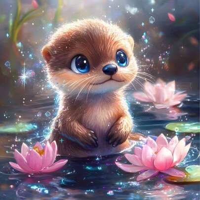 1pc [30*30cm/11.8*11.8in][40*40cm/15.7*15.7in]5D Acrylic Diamond Painting Kit, Cute Otter Pattern, Suitable For Adult Beginners DIY Mosaic Diamond Art, Full Drill Handmade DIY Diamond Painting, Applicable For Living Room, Bedroom, Office Wall Decor Painting, Surprise Art Home Decor Gift For Family And Friends