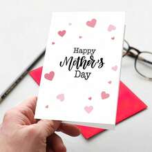 1pc Happy Mother's Day Greeting Card - Simple Mother's Day Gifts, Elegant Handwritten-Style Design With Sentimental Accents, Perfect For Mom, Grandma, Wife From Daughter Or Son - View 3