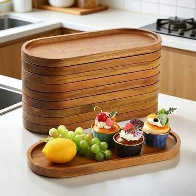 1/2 adet Ahşap Tepsi, Ahşap Tabak, Yemek Servis Tepsisi, Şarküteri ve Peynir Tabağı, Tatlılar, Meyveler, Ekmekler, Mezeler, Sebzeler için, Ev Dekorasyonu, Restoran Servis Tabağı