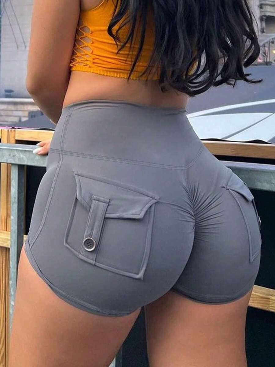 Women's Summer Checkerboard High Waist Sports Leggings - Grey - View 1