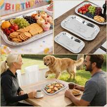 3pcs Stainless Steel Vintage Dinner Plates, Home Decoration Trays, Jewelry Trays, Restaurant Fruit Trays, Cafeteria Restaurant Tableware, Outdoor Camping Supplies, Picnic Tableware - 3pcs - 查看 6