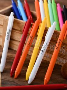 1/5/10/20/50pcs Customized Text Logo Macaron Color Neutral Pen, Personalized Luxury Push-Type Signing Pen With Engraved Text, Custom Business Advertising Pen - Multicolor - View 3