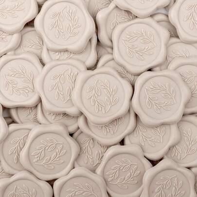 25/50/100 st. självhäftande vaxsigillklistermärken med olivkvistar/rosmarinmönster, perfekta för presentinslagning, bröllopsinbjudningar, alla hjärtans dag, jul