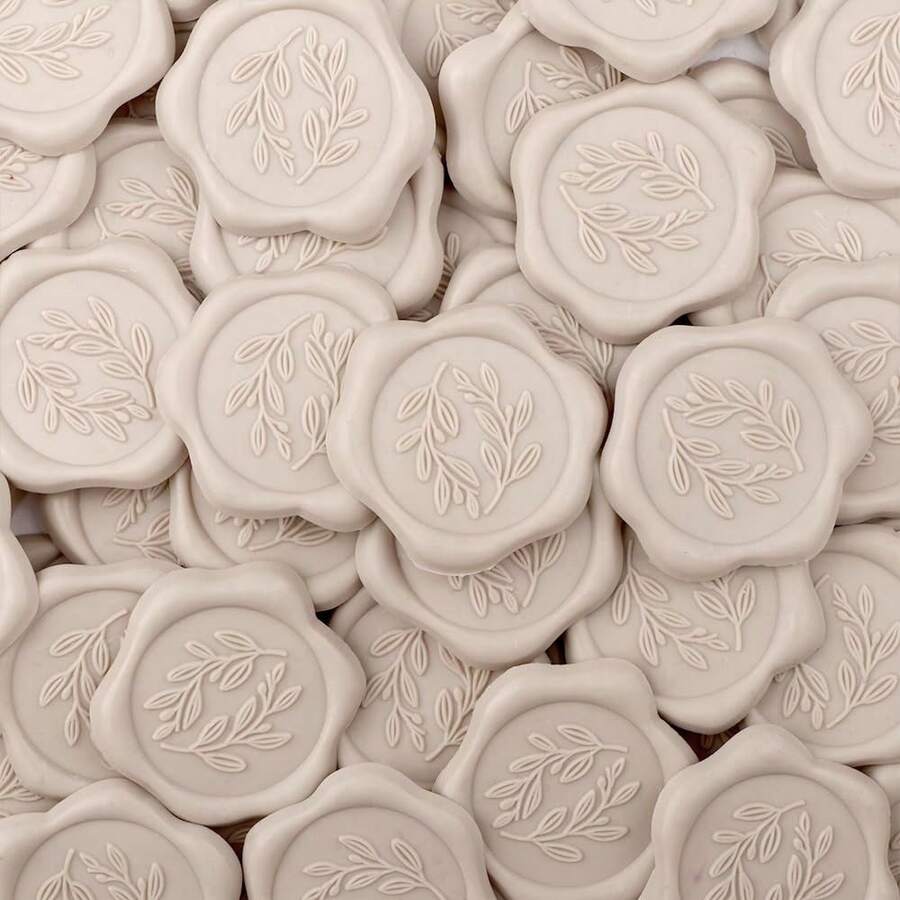 25/50/100张橄榄枝/迷迭香图案自粘蜡封贴纸，非常适合用于礼品包装、婚礼请柬、情人节、圣诞节等场合。 - 蠟標 - 查看 1