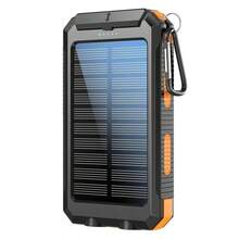 Solar Charger Power Bank 10000mAh Solar Phone Charger, Portable Charger Fast Charger Dual USB Ports Built-In LED Flashlight And Compass, IP65 Waterproof Portable Power Bank For Outdoor Activities - 橘色 - 查看 7