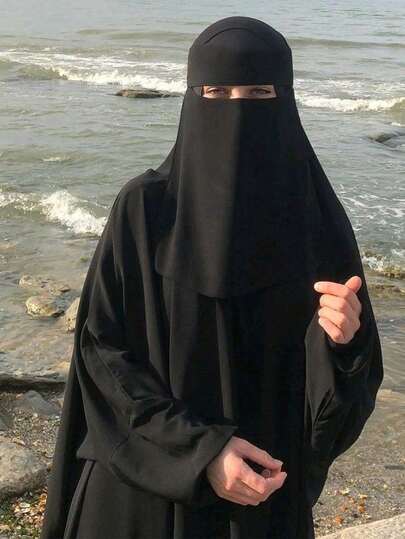 1pc Women's Solid Color Chiffon Tie Niqab Face Veil, Soft Premium Chiffon Hijab, Suitable For Ramadan Ramadan And Eid Matching With Hijab, Abaya