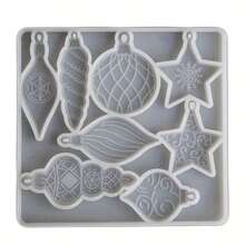 Silicone Mold For Making Christmas Stars And Snowflakes - Reusable Square Craft Mold Suitable For Resin, Candle And Bath Bomb - Perfect For Holiday Decoration And Home Decor, Ideal For Holiday Season - Square 8-compartment Silicone Mold - View 8