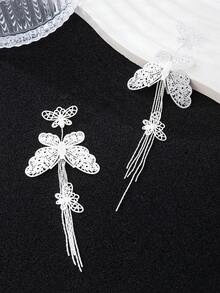 时尚蝴蝶长流苏复古耳环 - 无礼盒 - 均碼 - 查看 2