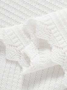 Handmade Embroidered Personalized Name Kids Knitted Blanket, Soft Wavy Edge Baby Throw Blanket - White - View 5