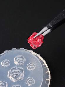 1 khuôn silicon hình cánh hoa hồng mùa xuân, khuôn hoa trà mini dùng cho móng tay gel, dụng cụ dập móng tái sử dụng cho tiệm nail DIY - Trong sáng - Xem 5