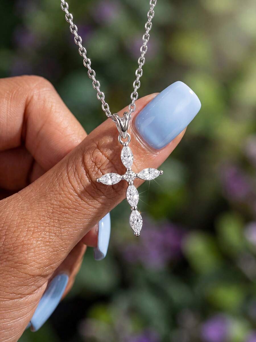 1 Pc Cross Necklace S925 Sterling Silver Casual Ladies Mother's Day Fine Jewelry Gift Women's Daily Wear - Cross Necklace - View 1