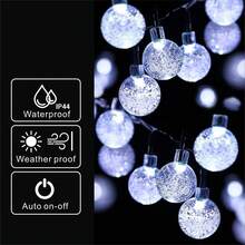 Solar Lights Outdoor Waterproof, 100/50/2*20 LED 39/23/2*16.5ft 8 Modes Waterproof String Lights Outdoor Fairy Lights Globe Crystal Balls Decorative Lighting For Garden, Lawn, Patio, Gazebo, Yard, Outdoor,Home, Party, Wedding, Christmas Decoration(White/WarmWhite/Color/Blue) - 白光White - 查看 9