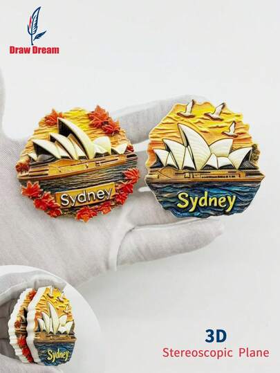 1 pieza Imán de nevera con relieve 3D con temática de la Ópera de Sídney, regalo de decoración del hogar creativa, pegatina magnética de decoración, regalo de recuerdo de viaje, regalo de colección de viaje única, pegatina magnética creativa, recuerdo de viaje exquisito, pegatina decorativa de recuerdo de viaje, adecuado para decoración del hogar, oficina, cocina, habitación, gabinete, regalo artesanal, regalo de recuerdo de vacaciones, pequeño regalo exquisito