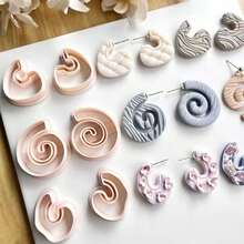 2pcs Symmetrical Polymer Clay Molds, 3D Printed Polymer Clay Cutter, Clay Molds, Pottery Tools, Art Supplies For DIY Earrings And Jewelry Making - Apricot - View 6