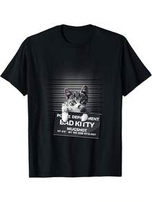 Camiseta con estampado de animé para hombre, 180g, 100% algodón - Camiseta divertida con foto de gato , regalo para amantes de los gatos, camisetas estampadas para hombre, camiseta unisex de anime, camiseta gráfica de anime, camiseta gráfica de manga corta - Camiseta de moda de verano para uso casual en todas las estaciones. ‌ Moda de Verano, Ropa Casual, Estilo Urbano, Atuendos Cotidianos, Cómodo, Moderno, Estilo de Vida Activo, Clásico, Look de Verano Relajado. El mejor regalo para Hombres y Mujeres. - Negro - Ver 1