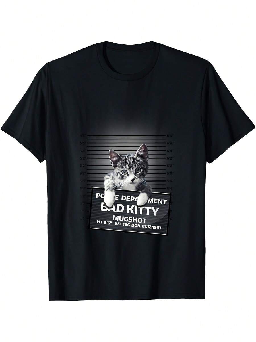 Camiseta con estampado de animé para hombre, 180g, 100% algodón - Camiseta divertida con foto de gato , regalo para amantes de los gatos, camisetas estampadas para hombre, camiseta unisex de anime, camiseta gráfica de anime, camiseta gráfica de manga corta - Camiseta de moda de verano para uso casual en todas las estaciones. Moda de Verano, Ropa Casual, Estilo Urbano, Atuendos Cotidianos, Cómodo, Moderno, Estilo de Vida Activo, Clásico, Look de Verano Relajado. El mejor regalo para Hombres y Mujeres. - Negro - Ver 1