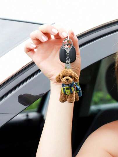 2D Fluffy Poodle Keychain - Brown Puppy, Waterproof And Scratch-Resistant Acrylic Pendant, Lightweight Women'S Gift, Exclusive For Pet Owners - Valentine'S Day, Mother'S Day, Campus Accessories, Daily Carry, Fun Charm, Protective Film, Animal Accessories, Women'S Accessories, Christmas, Curated Gifts For Dog Lovers