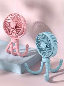 1pc Octopus Stroller Fan, USB Rechargeable Portable Silent Mini Handheld Foldable Fan With LED Night Light, 3-Speed Adjustable Fan For Travel, Camping - Pink 2 Pieces - View 9
