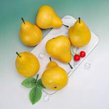 Bộ 2/6 quả lê giả trang trí, trái cây giả trông như thật, đạo cụ chụp ảnh nhà bếp, trang trí nhà cửa, trang trí bàn. - Nhiều màu - Xem 10