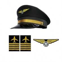 5件套复古派对角色扮演飞行员主题配饰套装，包括帽子、眼镜、肩章、胸针、领带，适合派对、圣诞节、新年嘉年华等场合，是完美的礼物之选。 - 彩色 - 查看 16