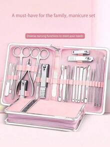 Bộ dụng cụ làm móng chuyên nghiệp 12 trong 1 bằng thép không gỉ, bao gồm kìm cắt móng và da chết, dũa móng, nhíp, bộ dụng cụ chăm sóc cá nhân di động dành cho nam và nữ, vật dụng cần thiết khi đi du lịch trong hộp da. - Nhiều màu - Xem 1