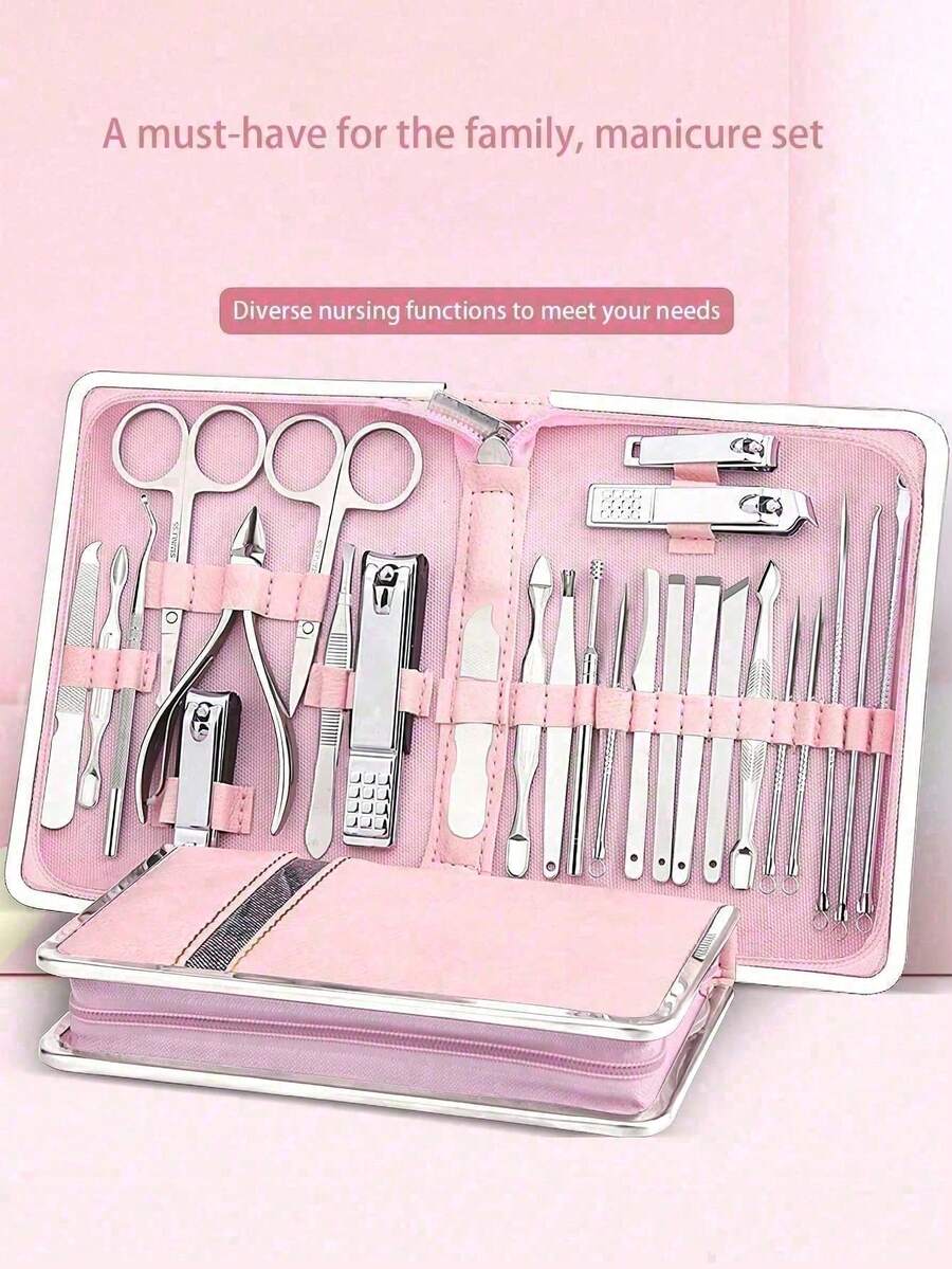 Bộ dụng cụ làm móng chuyên nghiệp 12 trong 1 bằng thép không gỉ, bao gồm kìm cắt móng và da chết, dũa móng, nhíp, bộ dụng cụ chăm sóc cá nhân di động dành cho nam và nữ, vật dụng cần thiết khi đi du lịch trong hộp da. - Nhiều màu - Xem 1