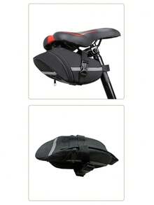 1pc Outdoor Cycling Saddle Bag, Mountain Bike Rear Seat Bag, Large Capacity Water-Resistant Hard Shell Durable Breathable Oxford Cloth Bicycle Bag - Black - View 2