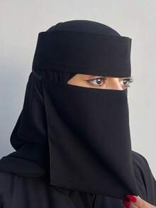 1pc Women's Composite Gauze Headband Face Mask, Comfortable Soft UV Protection Multipurpose Face Mask, Suitable For Daily Matching, Abaya+,Travel Essential,Holiday - Solid Color - View 7