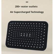 奢华哑光黑雨淋花洒套装，四功能浴室系统，配备顶喷花洒和手持花洒，经久耐用的黄铜材质，壁挂式设计，打造居家水疗体验 - 黑色 - 查看 10