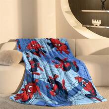 Marvel This Is A Spider-Man Themed Flannel Blanket, With A Light Blue Gradient As The Base Color, Paired With The Classic High-Saturation Red And Blue Colors Of Spider-Man. The Muted Base Color Reduces Visual Stimulation, While The Character Colors Stand Out For Easy Identification. It Has The Features Of Being Aesthetically , Warm, And Soft, Suitable For Use As A Sofa Throw, Nap Blanket, Or Bedding Decoration. - Multicolor - View 8