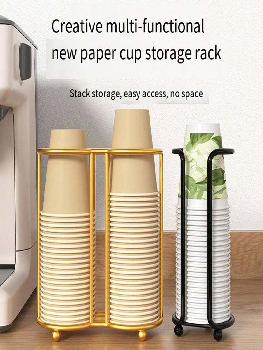 1pc Luxury Paper Cup Holder, Disposable Cup Organizer, Water Dispenser Cup Rack, Tabletop Paperless Easy Cup Holder, Creative Cup Stand, Hygienic, Tidy - Multicolor - View 1